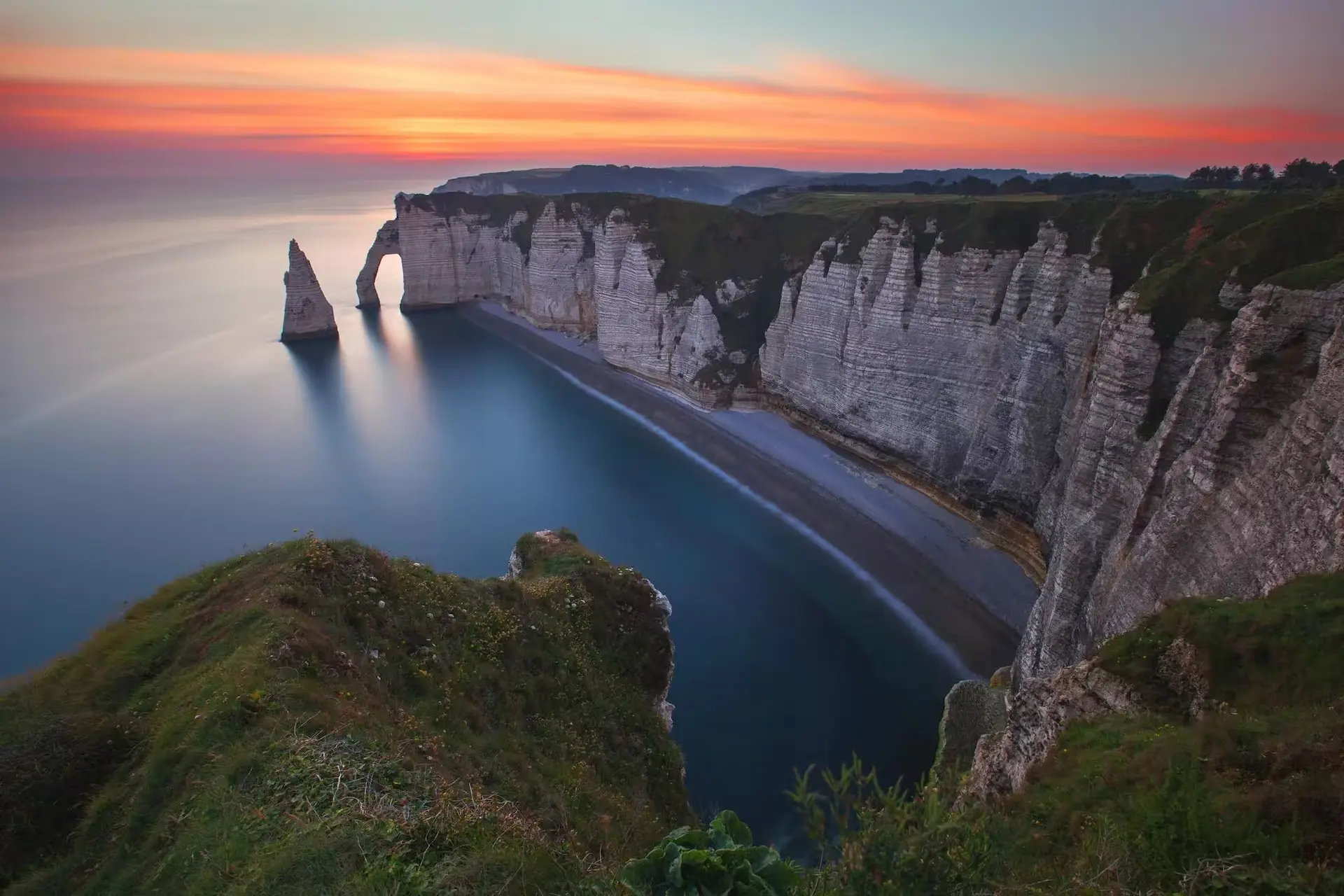 Scenic view of Etretat cliffs Scenic view of Etretat cliffs